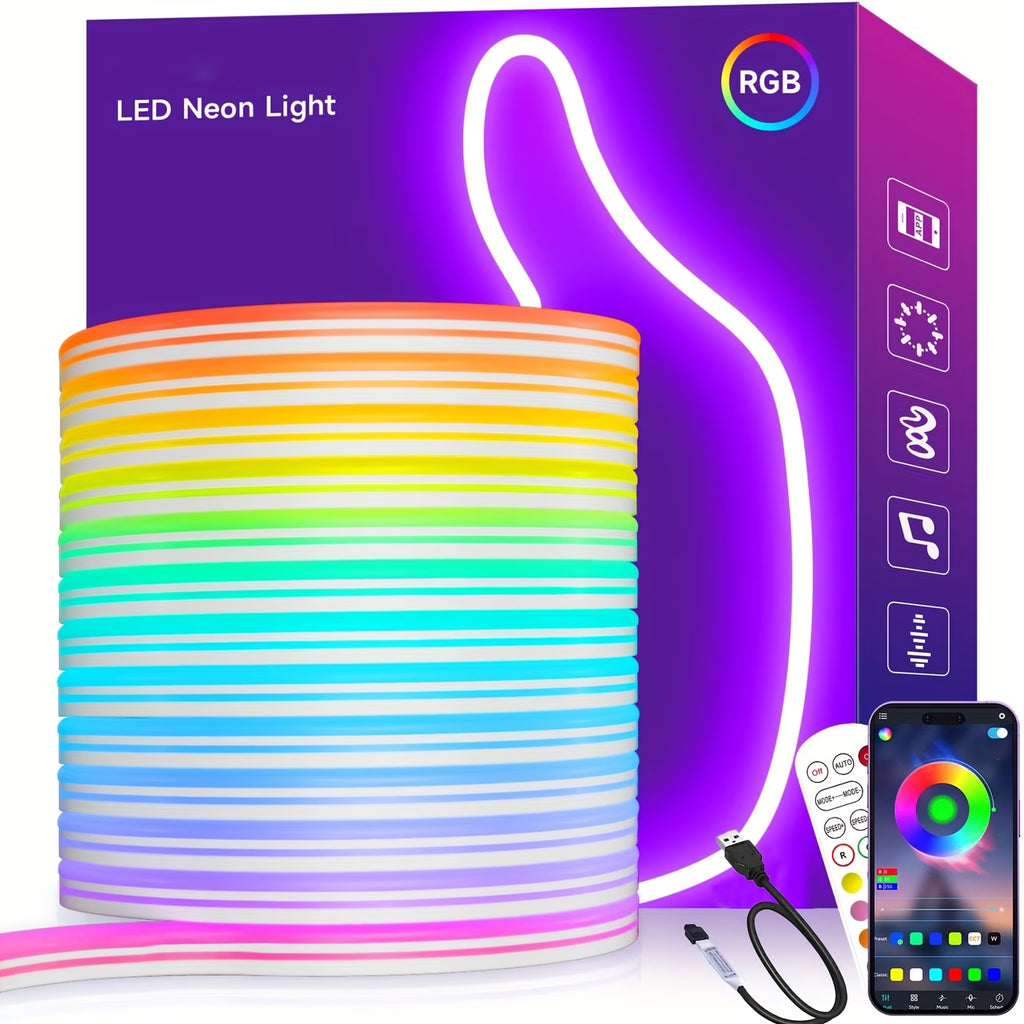 GB LED Neon Rope Light — Music Sync + Color Changing