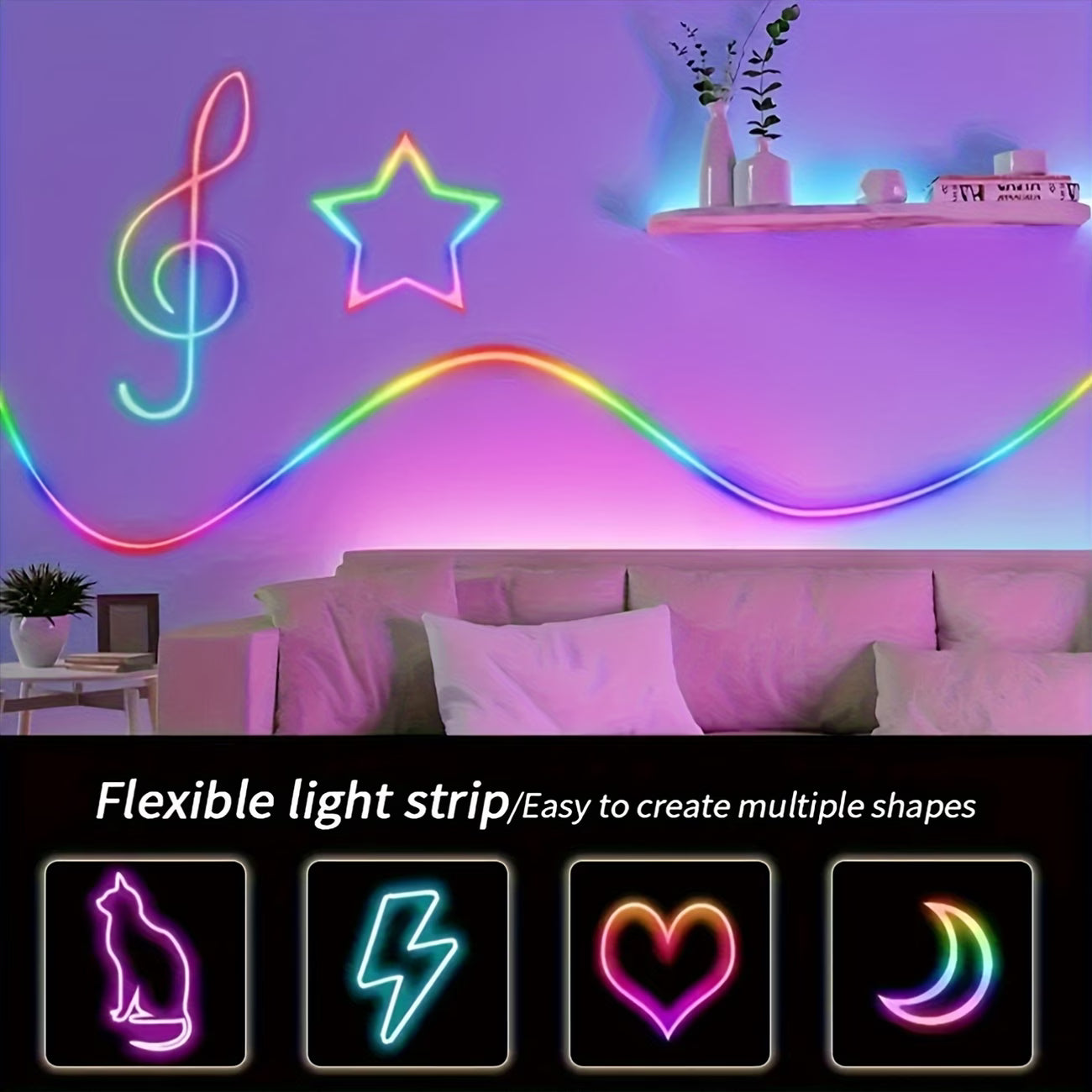 GB LED Neon Rope Light — Music Sync + Color Changing