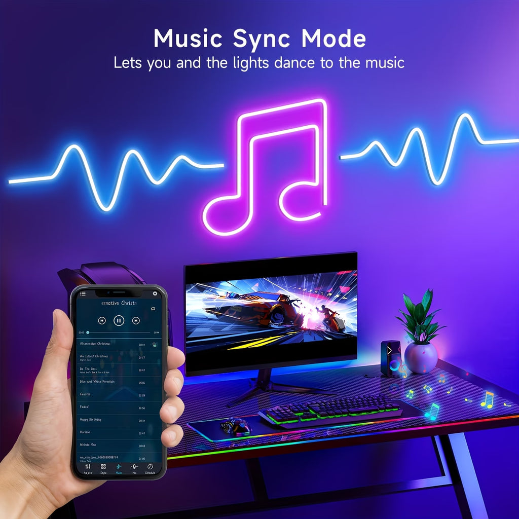 GB LED Neon Rope Light — Music Sync + Color Changing